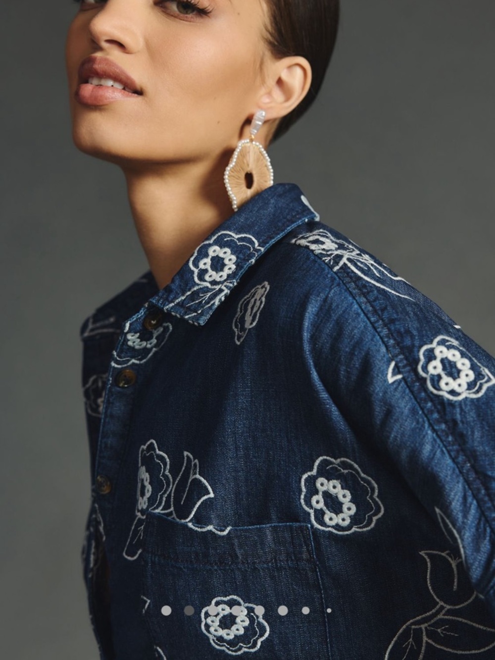 Anthropologie Maeve Oversized Embroidered Shirt - Picture 9 of 15